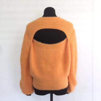 China Thick Hole Mohair Sweater Women Anti-pilling Sweater Fashion Fluffy Back Sexy Sweater For Women for sale