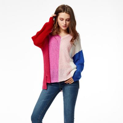 China Anti-pilling Giftu 860186 Women Autumn Sweater V-Neck Knit Sweater Shape Color Quilting Elegant Sweater for sale