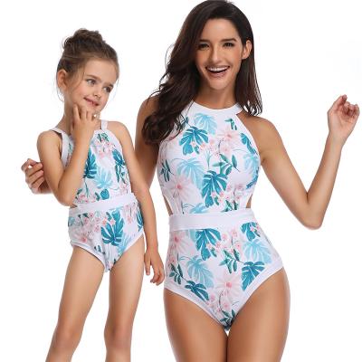 China 2019 breathable beautiful soft girl's geometric print bikini one piece for child and adult, mother and baby, women and girl for sale