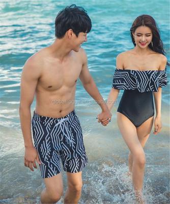 China Breathable Korean version of the tide range of the word shoulder beach hot spring vacation couples swimsuit for sale