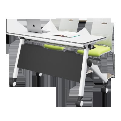 China Foldable training desk and chair combination, mobile desk, strip table, educational institution meeting table, folding and for sale