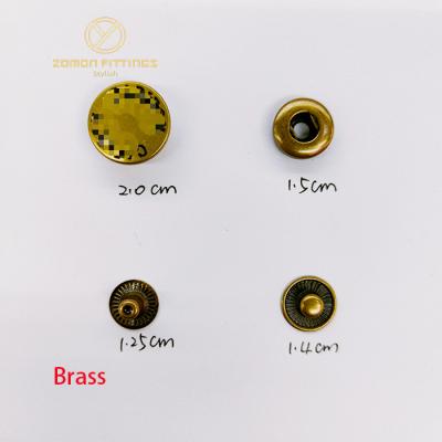 China Viable High Quality Plating Round Snap Button Custom Logo Brass Metal Engraved Snap Button for sale