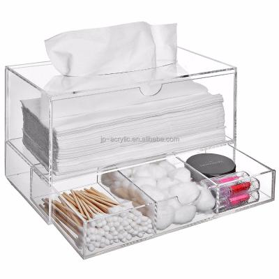 China Eco - Friendly Clear Acrylic Countertop Pull Out Storage Drawer Tissue Dispenser Box for sale