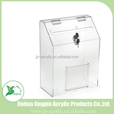 China Voting Table Top Or Wall Mounted Transparent Acrylic And Suggestion Box Design With Lock And Pocket for sale