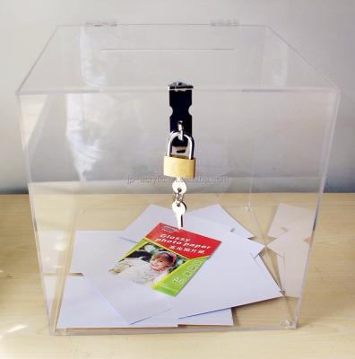 China Eco-friendly transparent acrylic square donation lockable urn for sale