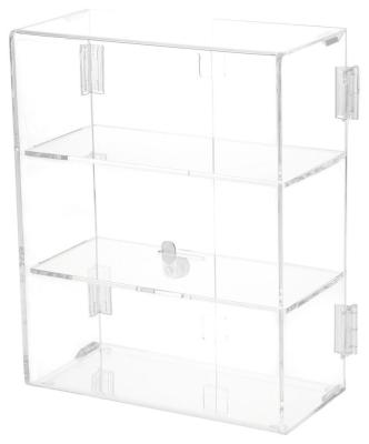 China Eco-friendly Hardware 2 Shelves Rectangular Interlocking Clear Acrylic Display Rack for sale