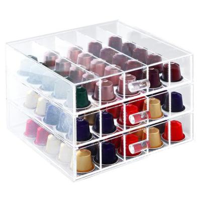 China Sustainable High Quality Clear Acrylic Storage 75 3 Coffee Pod Drawer for sale