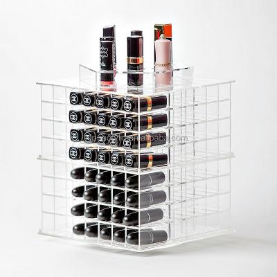 China High Quality Clear Table Standing Acrylic Lipstick Organizer 168 Easy Revolving Lipstick Holder for sale