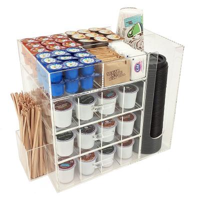 China Sustainable Acrylic 4 Tier Coffee Pod Drawer For 48 K-cups Made In Porcelain for sale