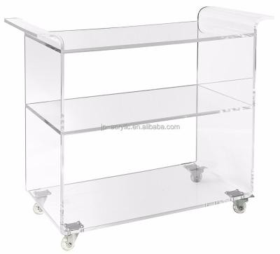 China Car Model Clear Acrylic Shelves Eco-friendly Display Cases 3 Rolling Drinks Kitchen Serving Trolley Cart On Wheels for sale