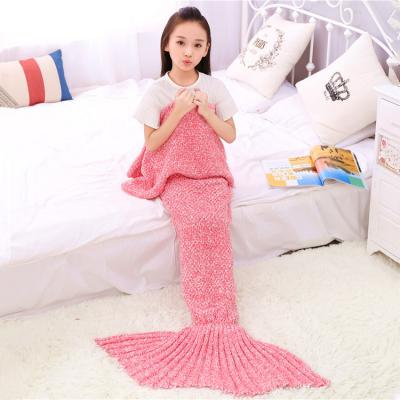 China PORTABLE Factory Hot Sale Cable Knit Baby Knitted Blanket Sofa To Kids Acrylic Fiber Mermaid Tail Blanket Mermaid Tail Blanket for sale