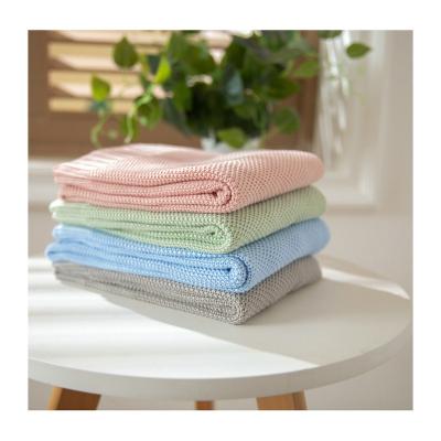 China PORTABLE 100% Organic Cozy Plain Soft Bamboo Baby Knitted Newborn Baby Blanket Knitted Blanket Knitted Bamboo Baby Blanket for sale