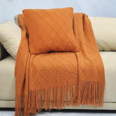 China INS PORTABLE Boho Knitted Microfiber Chenille Blanket Knit Cover Sofa Jacquard Knitted Blanket Plain Custom Size Logo Packaging for sale