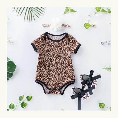 China Factory Soft Comfy Baby Romper Set Onesie Summer Short Sleeved Babies' Rompers Toddler Shoes Leopard Print Baby Clothes Rompers for sale