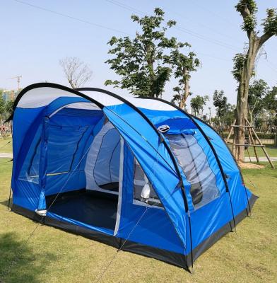 China Ventilation mountain hiking tunel tent 5+person outdoor waterproof family tunnel luxury camping tent with 2 for sale