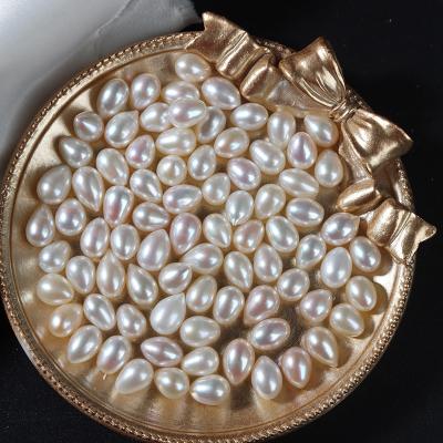 China Jewelry Making 6.5-7mm Semi-porous Water Drop Rice Pearl Particles Natural Loose Freshwater Beads Beads for sale