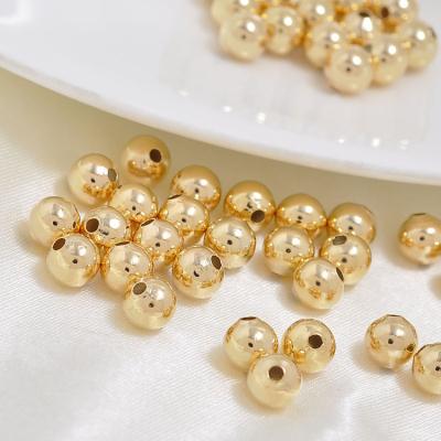 China Findings Fashionable Multi-specification Jewelry Real Gold Plated Loose Beads Round Beads Bracelet Beaded Diy Accessories Jewelry Making for sale