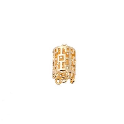 China Fashionable National Grid Hollow Jewelry Accessory Palace Style Jewelry Findings Cylindrical Diy Pendant Accessories for sale