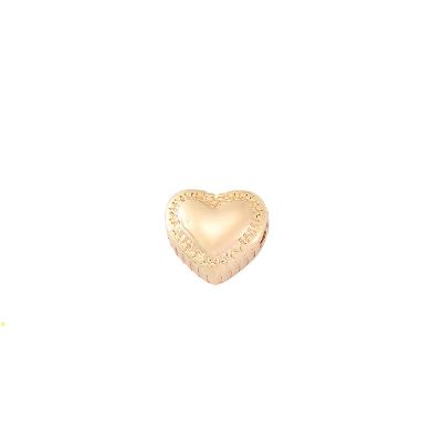 China Trendy Jewelry Findings Wholesale 18k Gold Peach Heart Spacer Bead 12mm Heart Shaped Through Hole Beads Bracelet Bead Accessory for sale