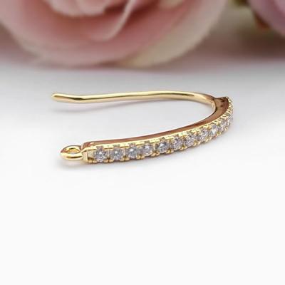 China Hot Sale Diy Jewelry Accessories Exquisite Real Gold Rhinestone Earring Inlay Non-fading Electroplating Gold Plated Earring Accessories for sale