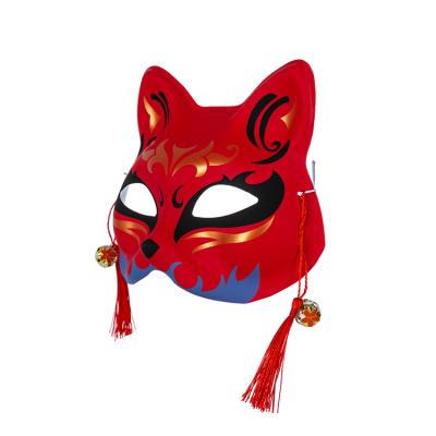 China Painted the best to sell Halloween party show party colorful Chinese red bells tassel half face cat face cover for sale