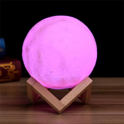 China Remote Dimming 16 Kinds of Light Transformation 18cm3D Logo Printing Custom Moon Light 16 Color Moon Light Bedroom Bedside Promotional Night Light for sale