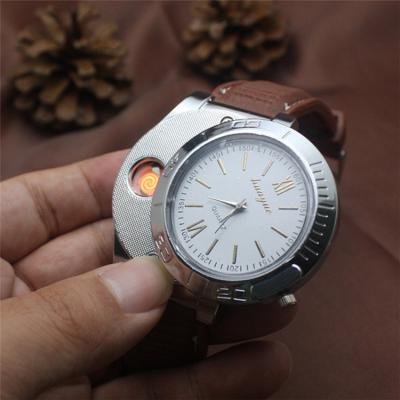 China Heat Coil Ignition Mode Men Watch USB Rechargeable Electronic Cigarette Watch Lighter for sale