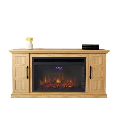 China Hotel 58 Inch Luxury Storage TV Cabinet Flame Heating Simulation Electric Fireplace for sale