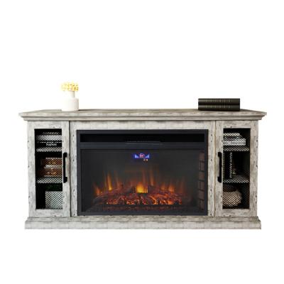 China Hotel White 58 Inch High Quality Modern Design Luxury Hotel Furnishing TV Stand Electric Fireplace for sale