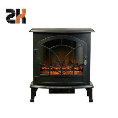 China Hotel 3D Simulation Flames Indoor Black Fireplace Standding Electric Fireplace With Black Mantel for sale