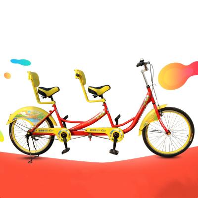 China New style two seater steel safety bike for kids two person bicycles tandem bike traveling for shop for sale