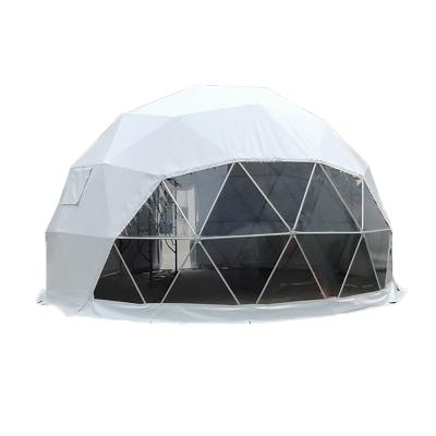 China Diagonal Tethering Type Steel Frame Glamping Hotel Life Waterproof Outdoor Resort Dome Tent for sale