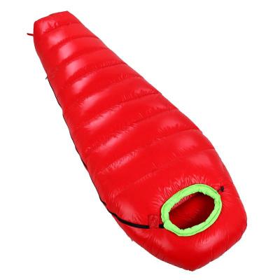 China Mummy Camping Waterproof Goose Down Inflatable Mummy Ultralight Sleeping Bag Hiking All Season for sale