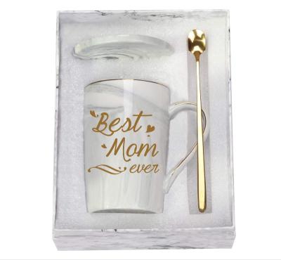 China Viable Custom Hot Sale 2021 Mothers Day Gift Sets Gold Wholesale Coffee Mug With Spoon Mothers Day Mugs Gift For Mothers Day for sale