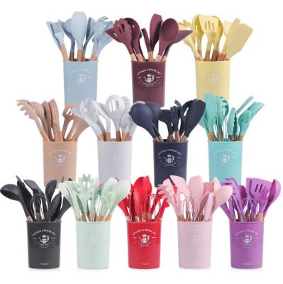 China 2021 New Hot Viable Selling 12 Pieces Food Grade Set Silicone Cooking Utensil Set Cooking Tableware Kitchen Accessories for sale