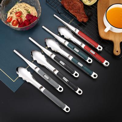 China Easily Cleaned Korean Style 304 Stainless Steel BBQ Heat Resistant Tongs Cooking Clip Serving Salad Baking Tongs for sale