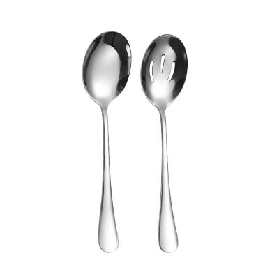 China Large Stainless Steel Sustainable Buffet Slotted Serving Spoon 2 Pack Silverware Serving Spoon Utensil for sale