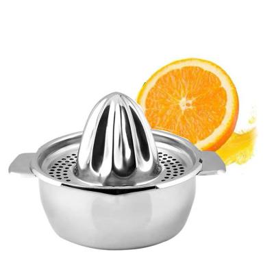 China Viable Manual Hand Press Juicer Lemon Stainless Steel Pulp Filter Pulp Squeezer Orange Citrus Squeezer Tool With Bowl Storage Container for sale