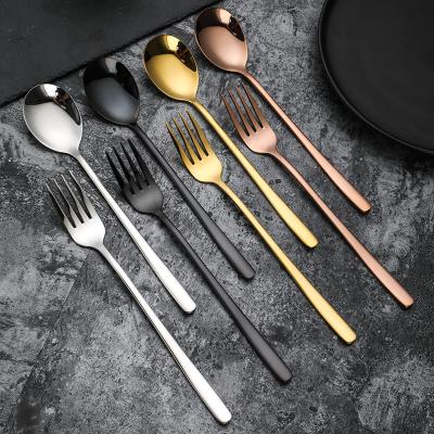 China Durable Bulk Flatware 304 Stainless Steel Copper Gold Korean Mirror Silver Black Metal Korea Brushed Flatware Set for sale