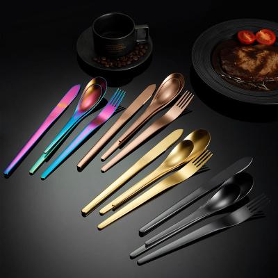 China Sustainable Luxury Silverware Matte Gold Forks And Spoons Flatware Black Copper Set Stainless Steel Rose Royal Gold Cutlery for sale