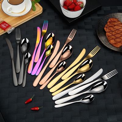 China Crescent Tableware Shiny Gold 304 Stainless Steel Mirror Restaurant Viable Western Cutlery Steak 4 Piece Flatware Set for sale