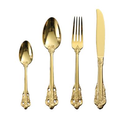 China Viable Royal Silverware Spoon Knife Fork Spoon 18/8 Royal Silverware Vintage Gold Flatware Flatware for sale