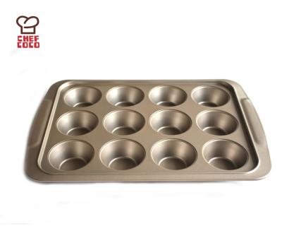 China 12 cups non sustainable stick liner muffin pan and cupcake pan for sale