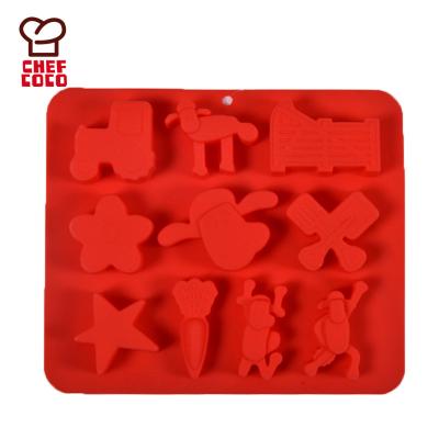 China Various Shapes Silicone Viable Cute Farm Cake Mold For Kid DIY Tool Supplier Chocolate Baking Mold for sale