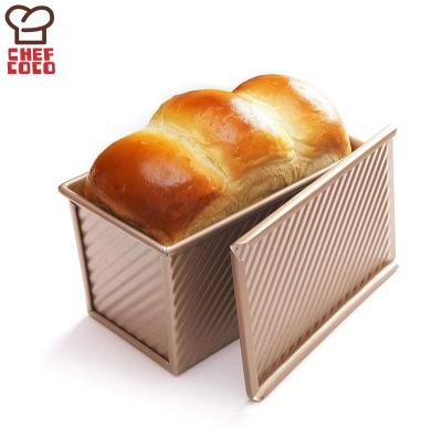 China Sustainable Carbon Steel Toast Box Mold Bread Pan Loaf Non-Stick Baking Pan with Lid Bread Toast Pan with Cover for sale