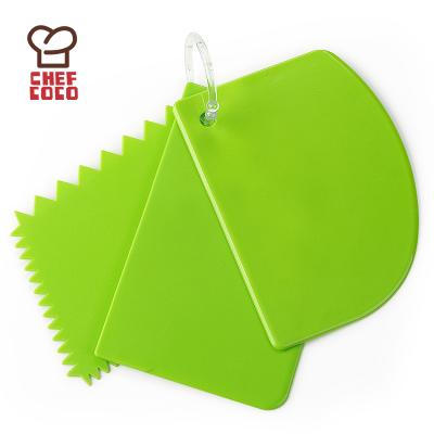 China Sustainable Food Grade 3 Pcs SET Plastic Bench Scraper Universal Dough Cutter Cake Icing Scrappers for sale