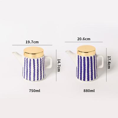 China Sustainable 750ml Tall Custom Design Creative Sublimation Tea Pots & Kettles Handpainted porcelain Teapot for sale