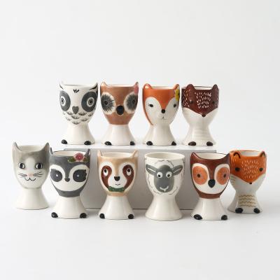 China Sustainable Kitchen Baking Accessories Egg Portable Cup Holder Lovely animal shaped ceramic egg cup egg holder for sale