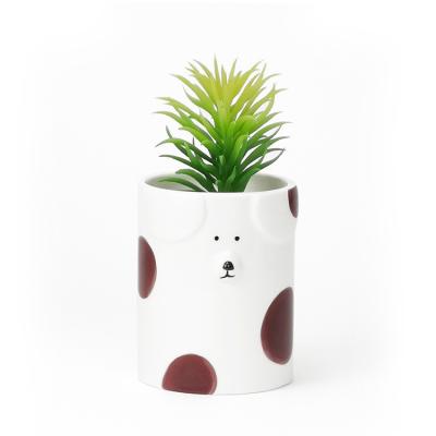 China Modern Porcelain Face Planter Ceramic Hand Painted Animal Pot for sale