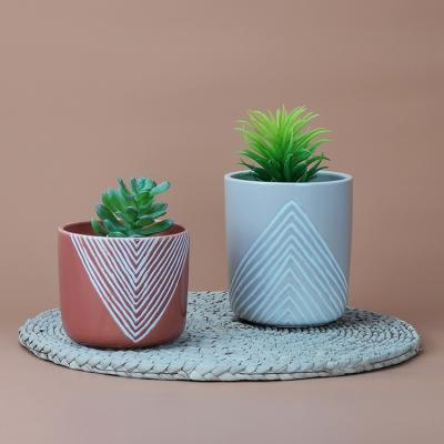 China Modern Geometric Pattern Ceramic Flower Pot Planter for sale